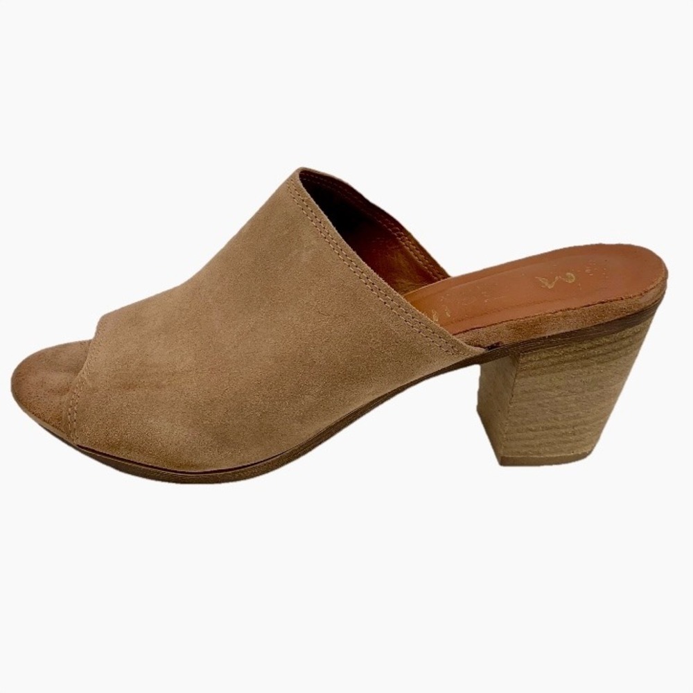 Mariella Suede Peep Toe Sandals‎ Block Heel Mules Slip On Made in Italy Women 8M